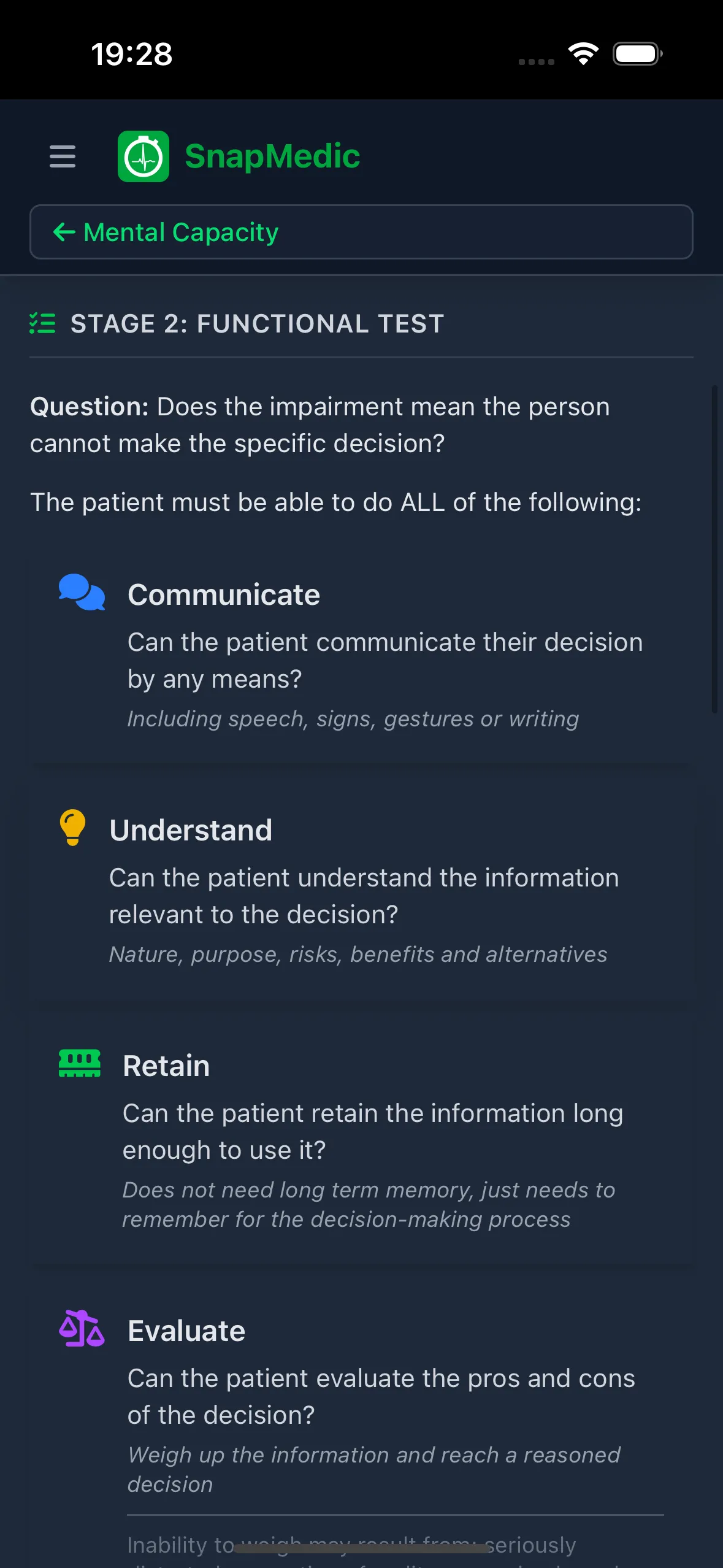 Mental Capacity Assessment Dark Mode