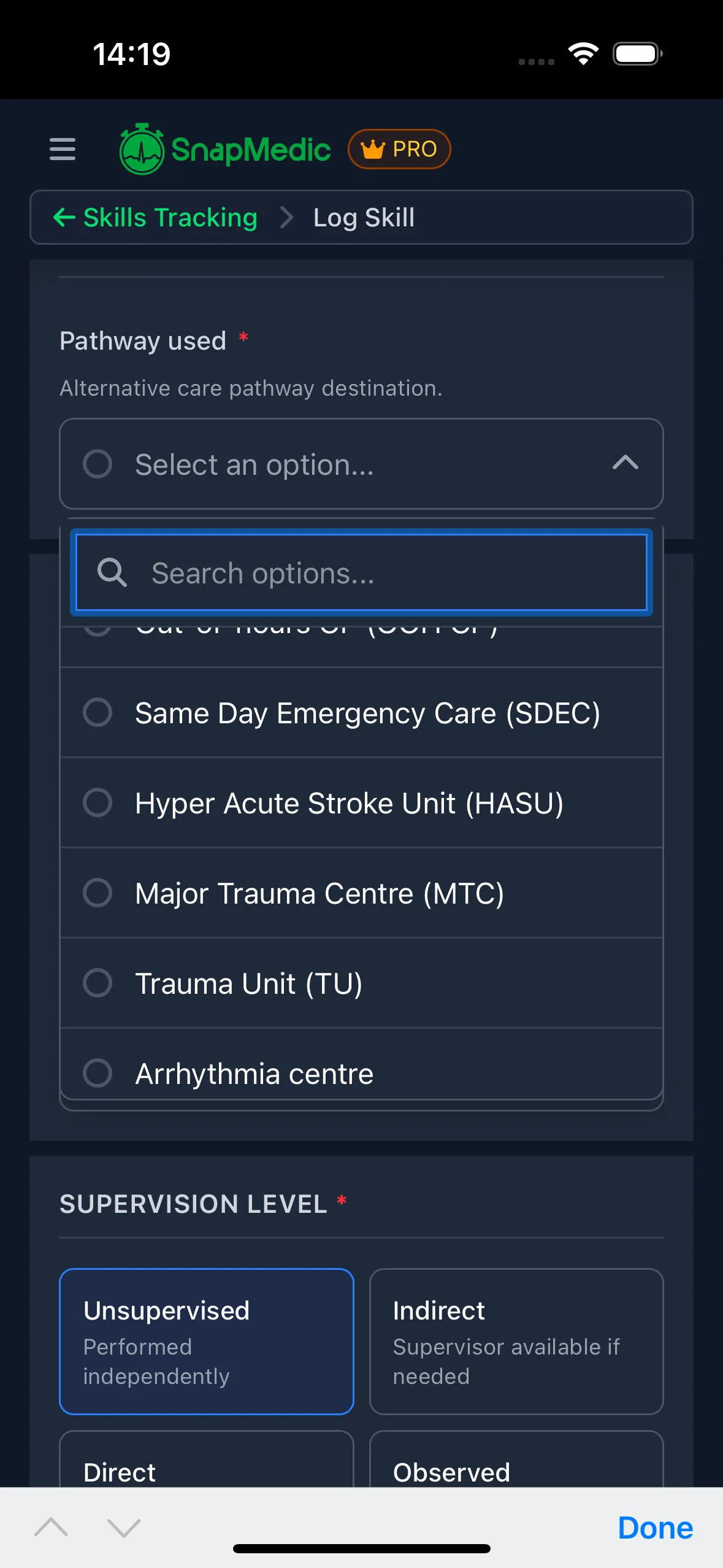 Log Skill Options