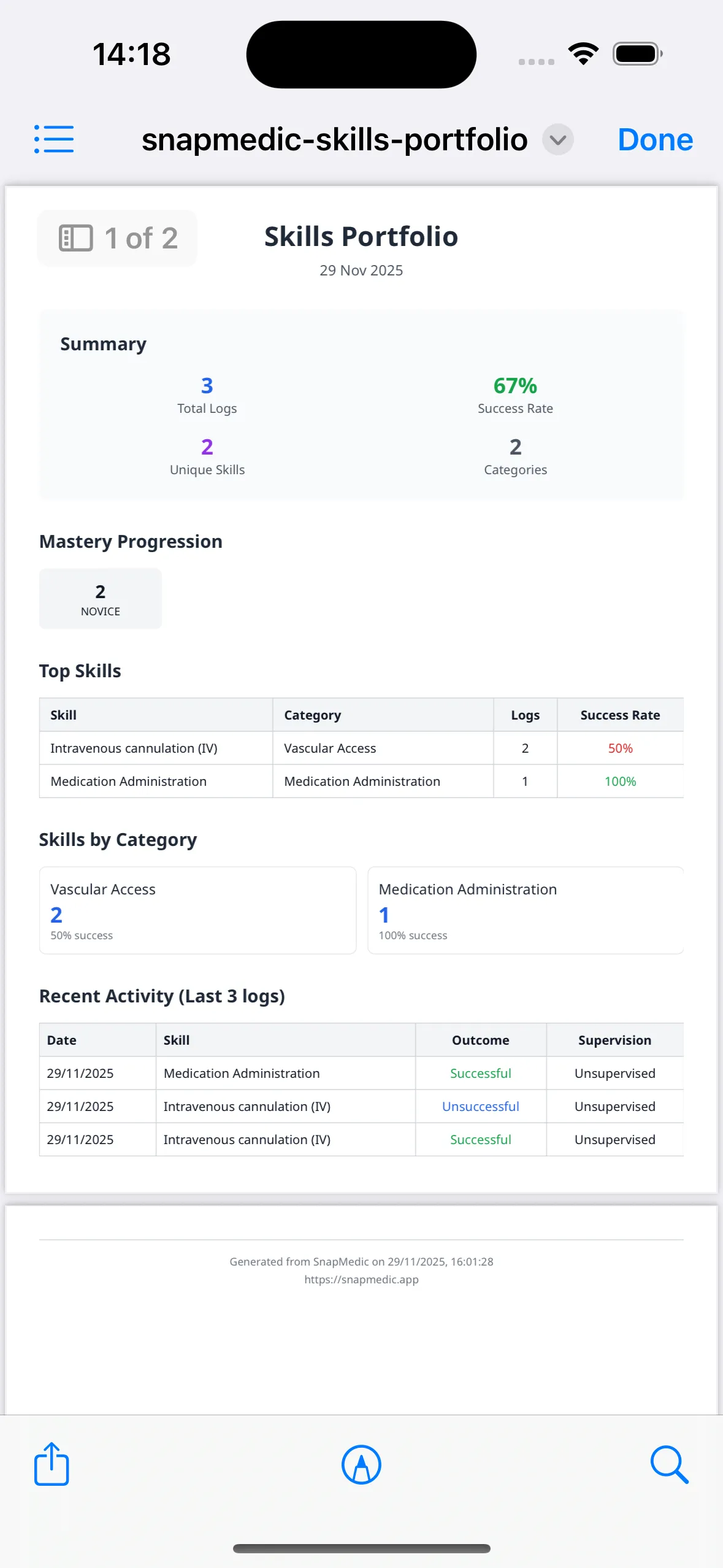 Skills Portfolio PDF Export