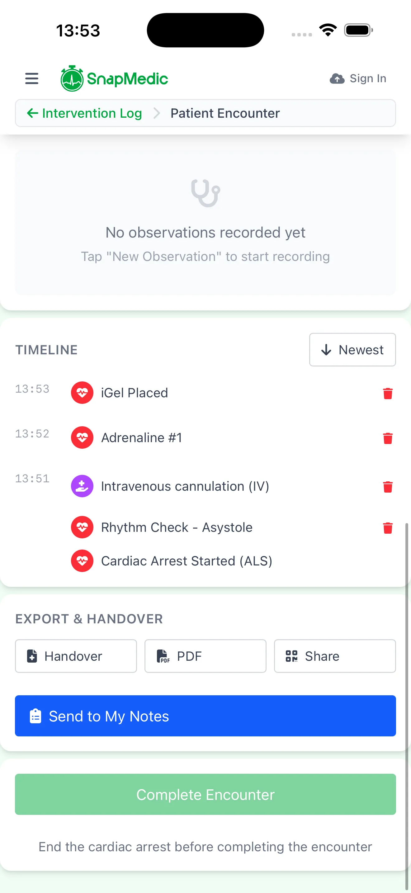 Intervention Log Timeline