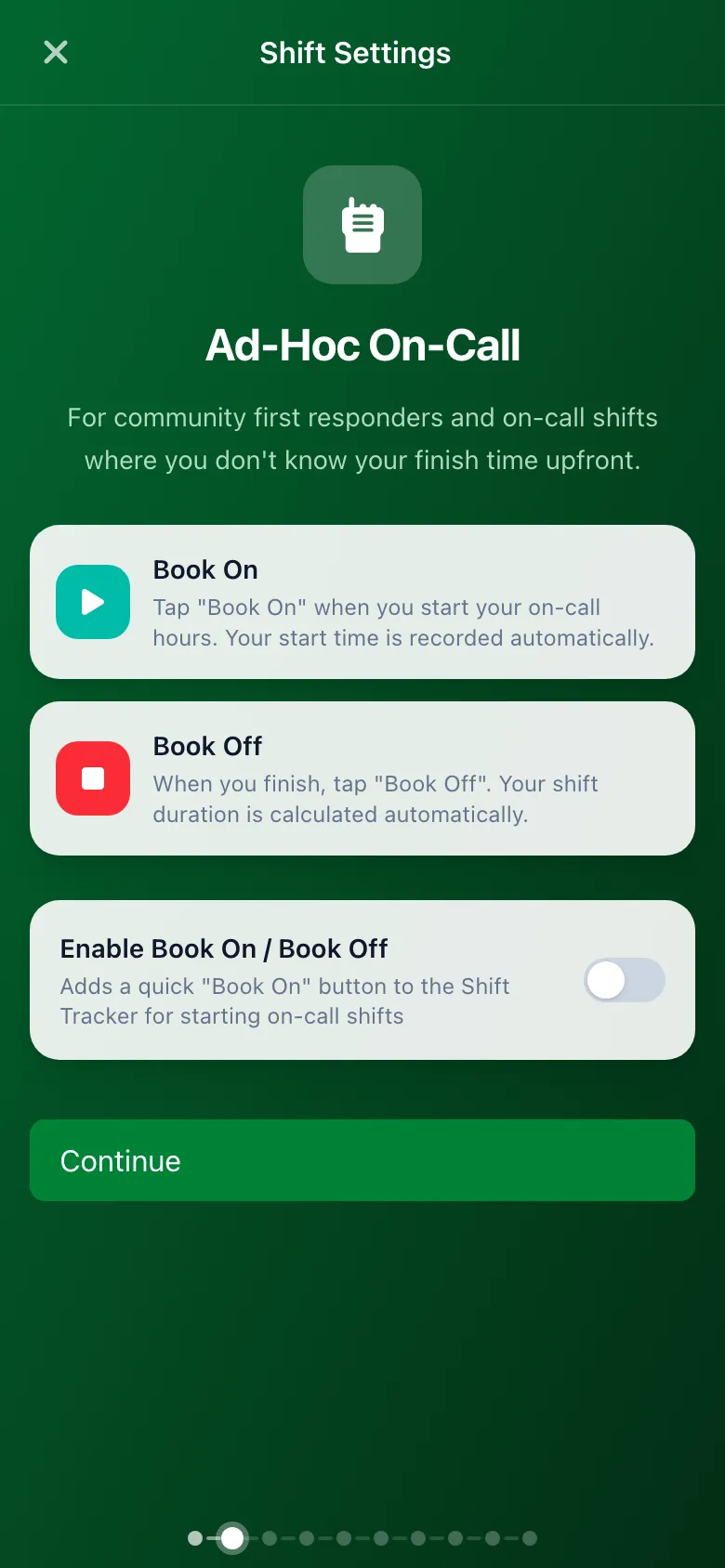 Enabling or disabling on-call status