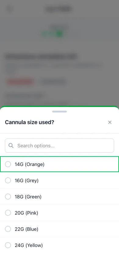 SnapMedic mobile multiselect dropdown sliding up from the bottom of the screen for one-handed entry