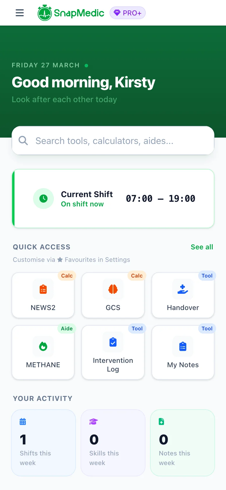 Version 6.7 - Shift Rotas, Wellbeing & Offline Mode