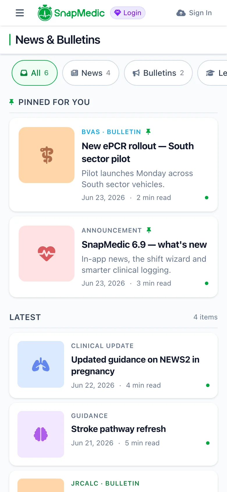 In-App News, the Shift Wizard & Smarter Clinical Logging