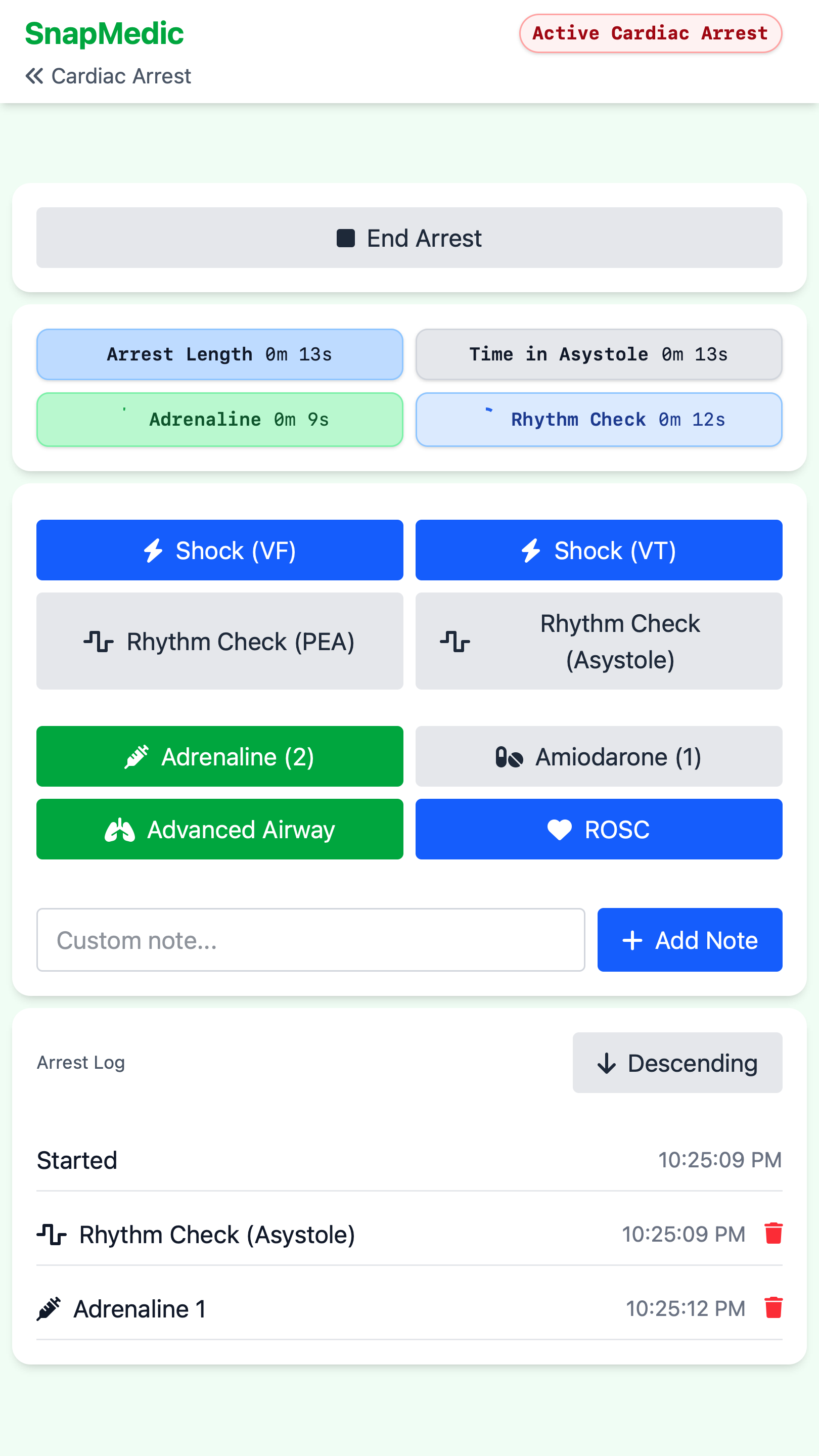 Cardiac arrest management interface