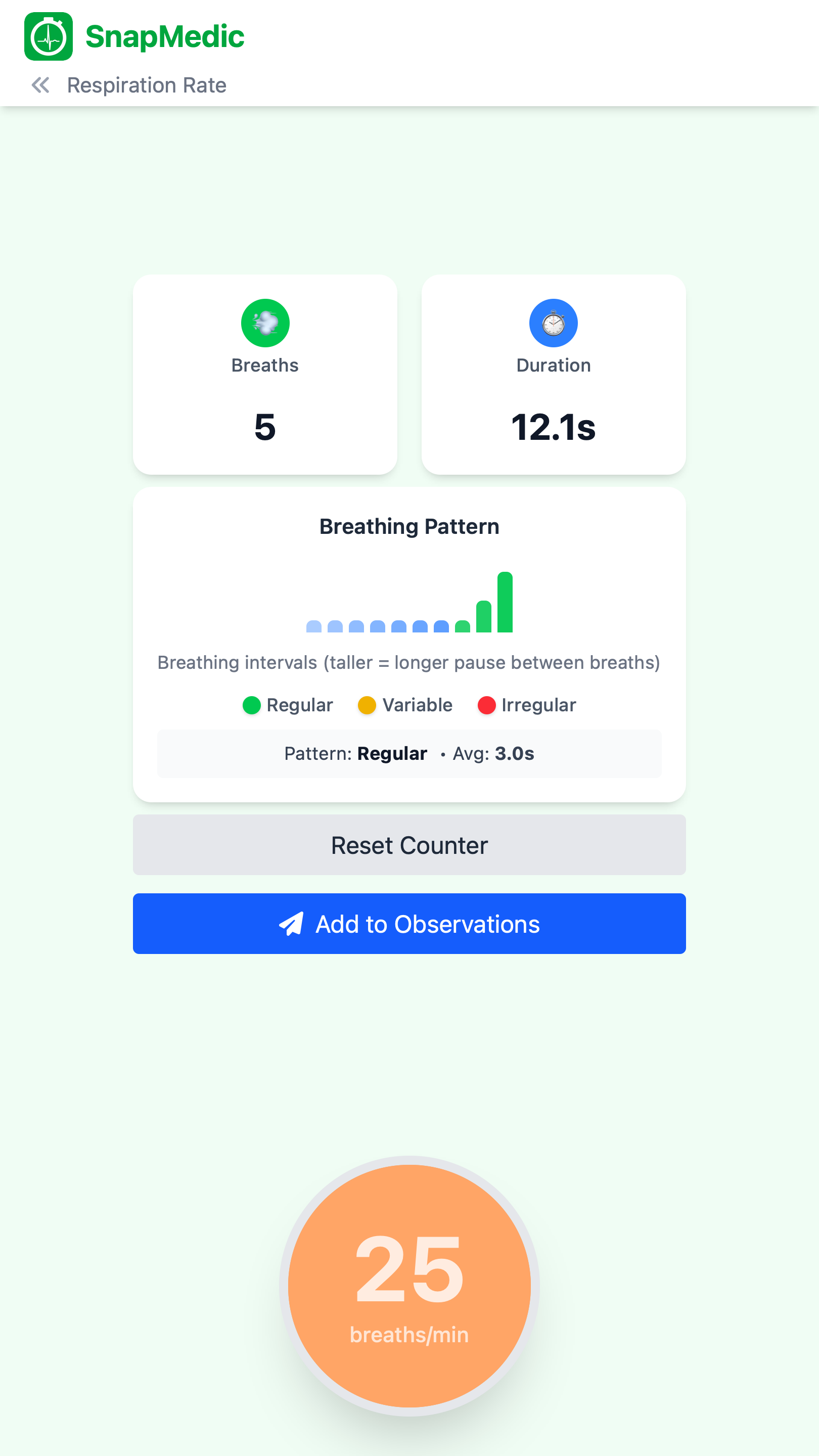 Respiration counter interface