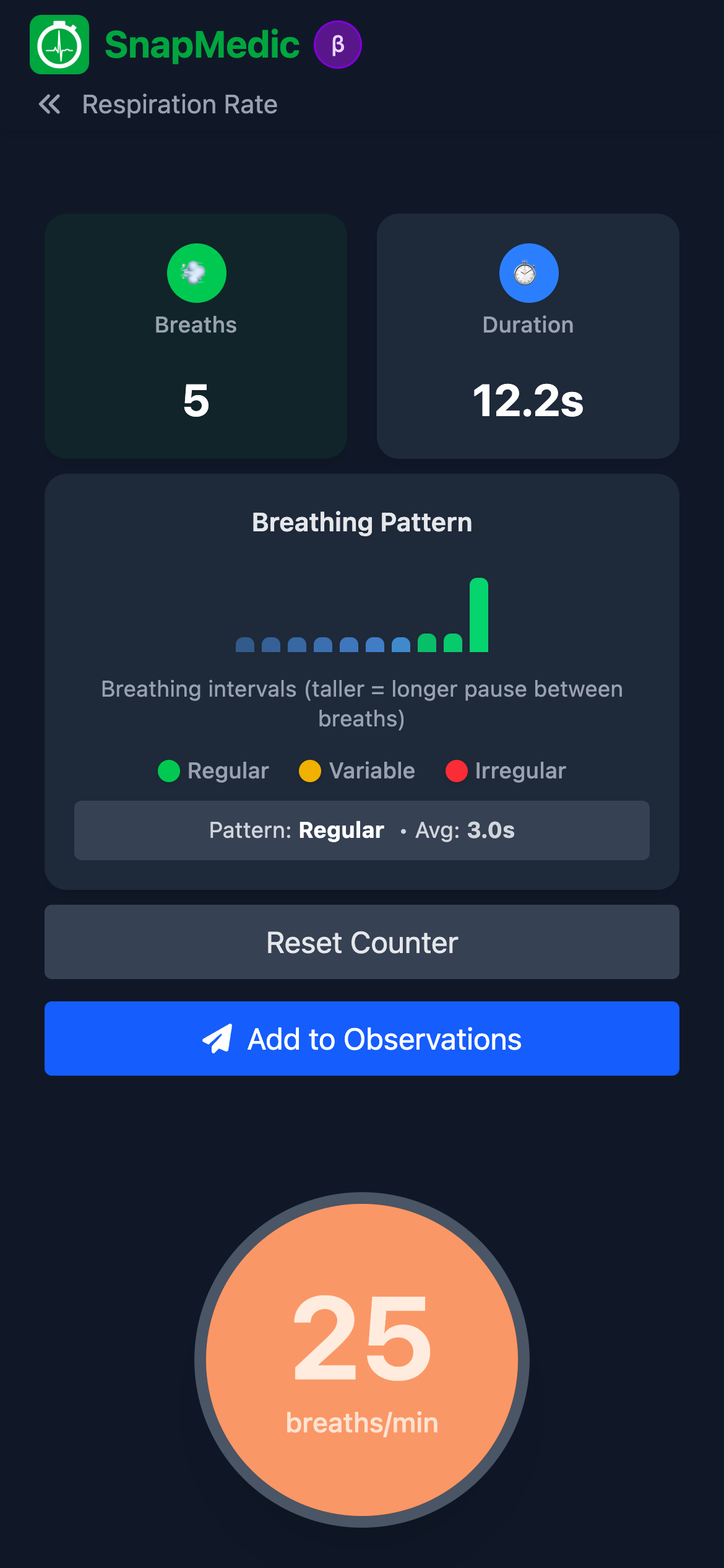 Respiration counter interface