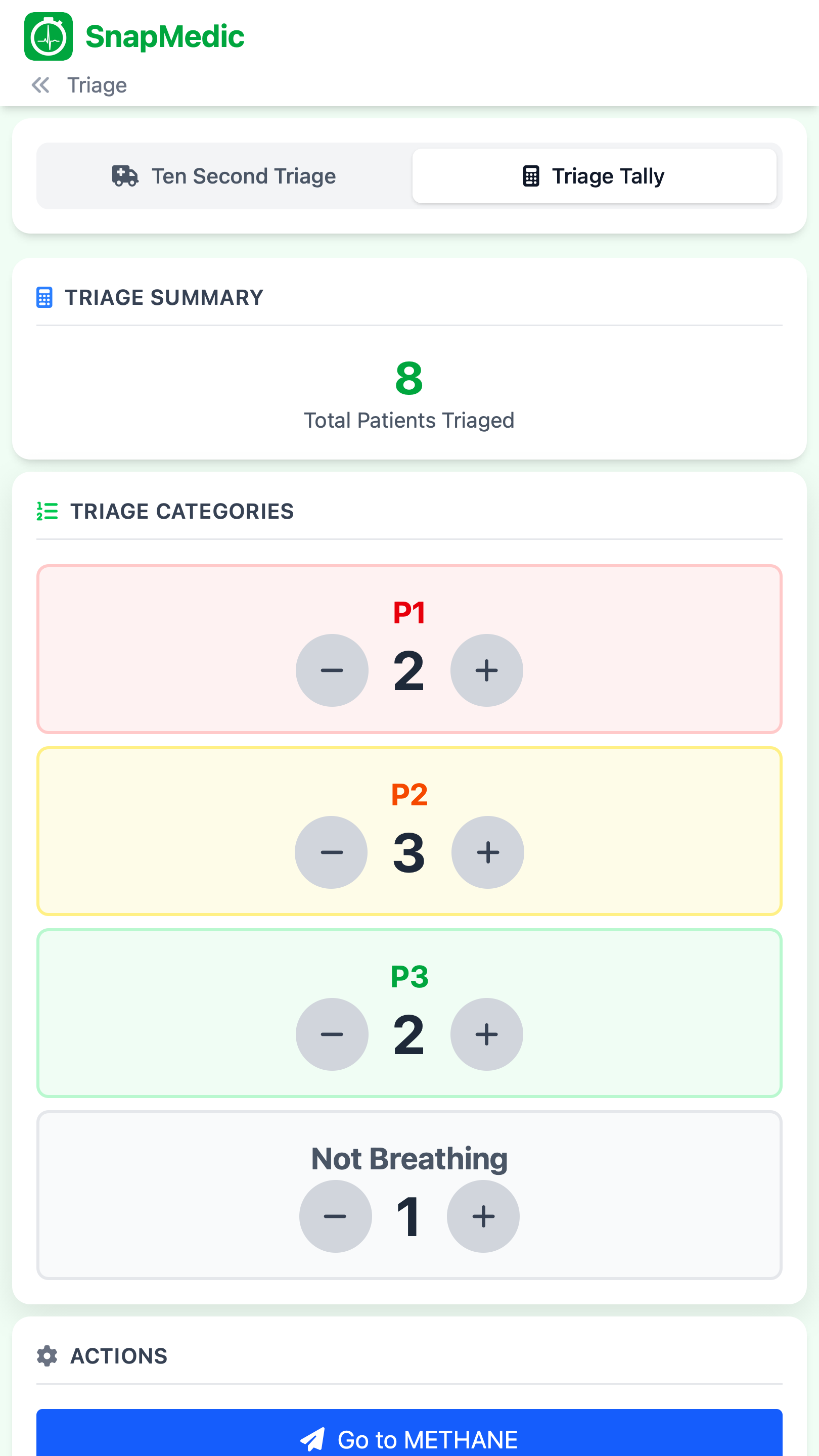 Triage tools interface