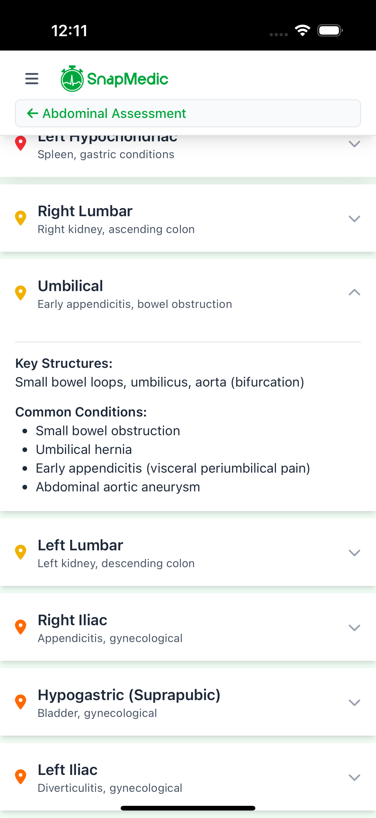 Abdominal assessment interface