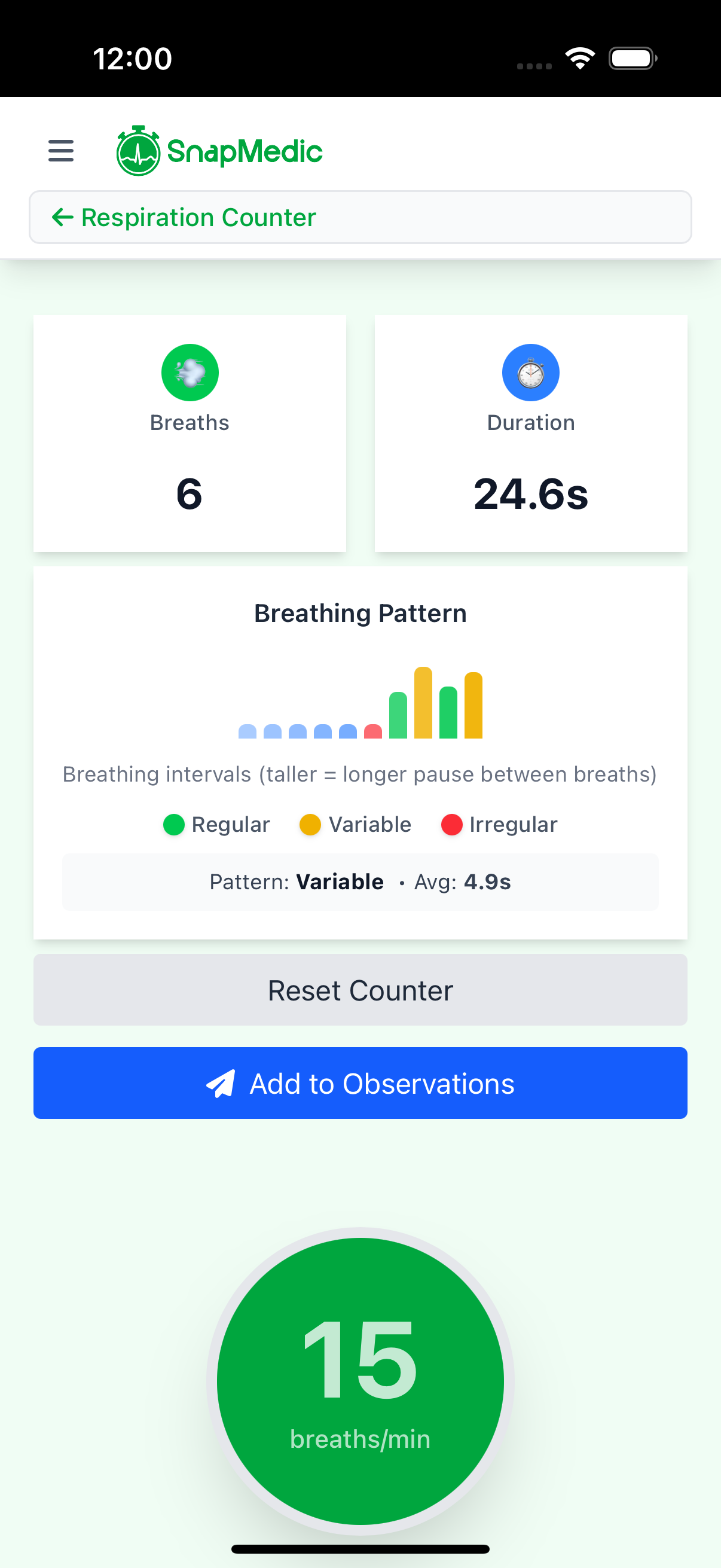 Respiration counter interface