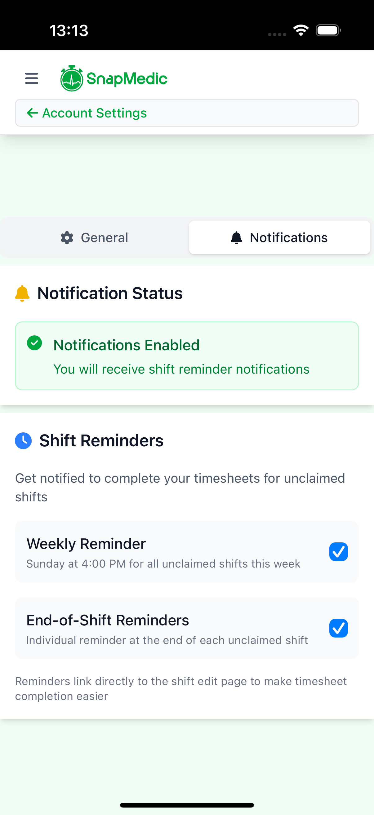 App settings and customisation interface