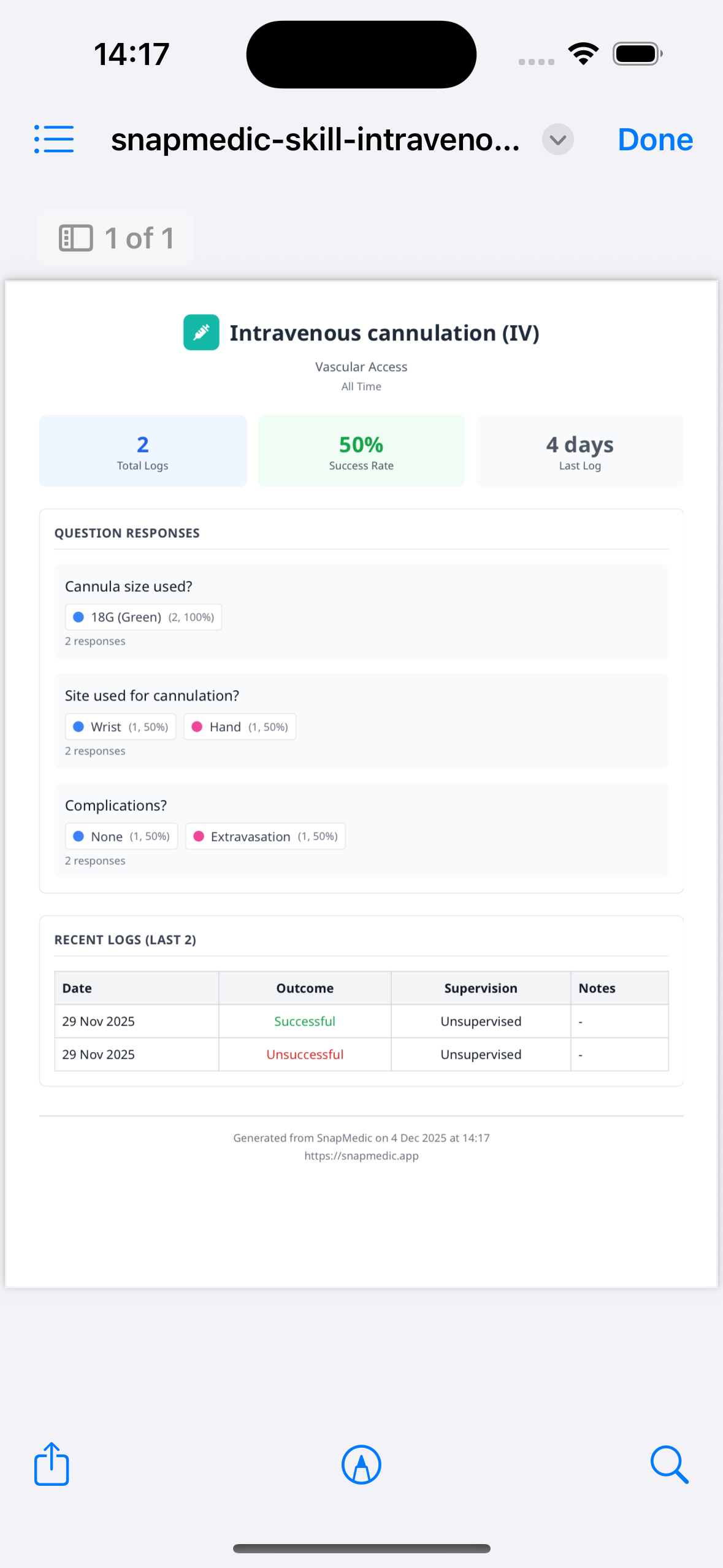 Individual Skill PDF Export