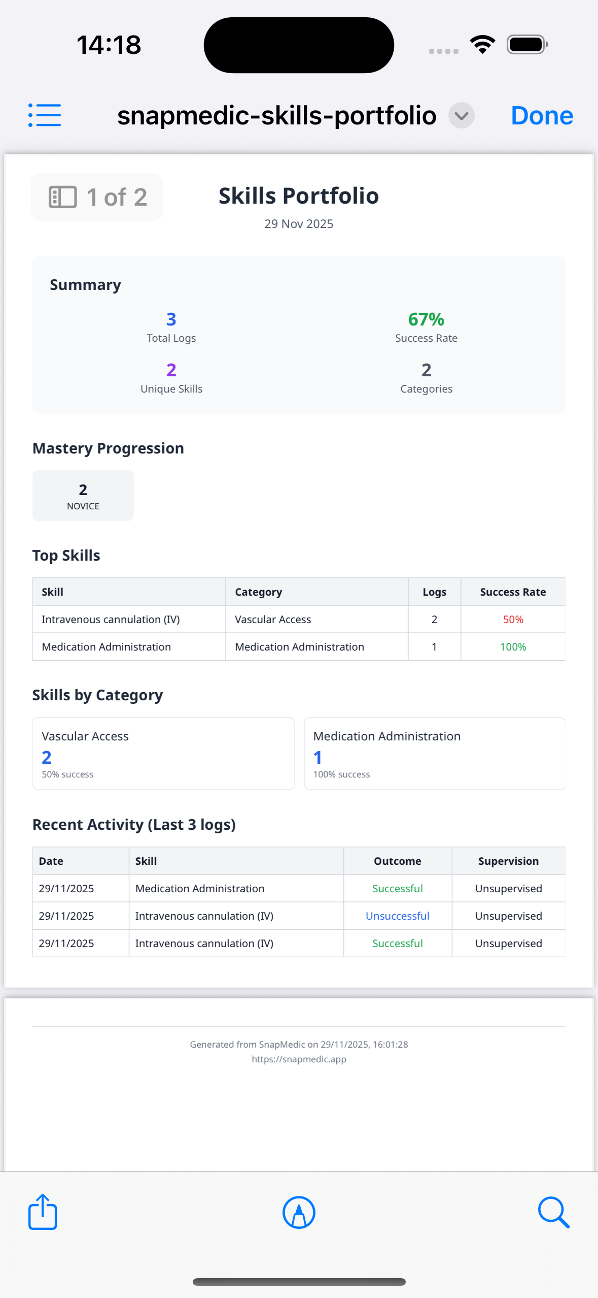 Skills Portfolio PDF Export